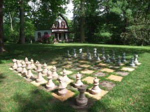 Custom giant chess set at bed and breakfast