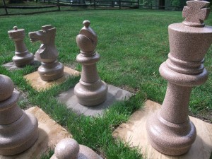 Painted giant chess set