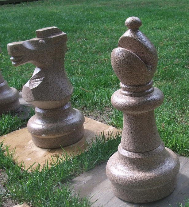 Giant chess set painted closeup
