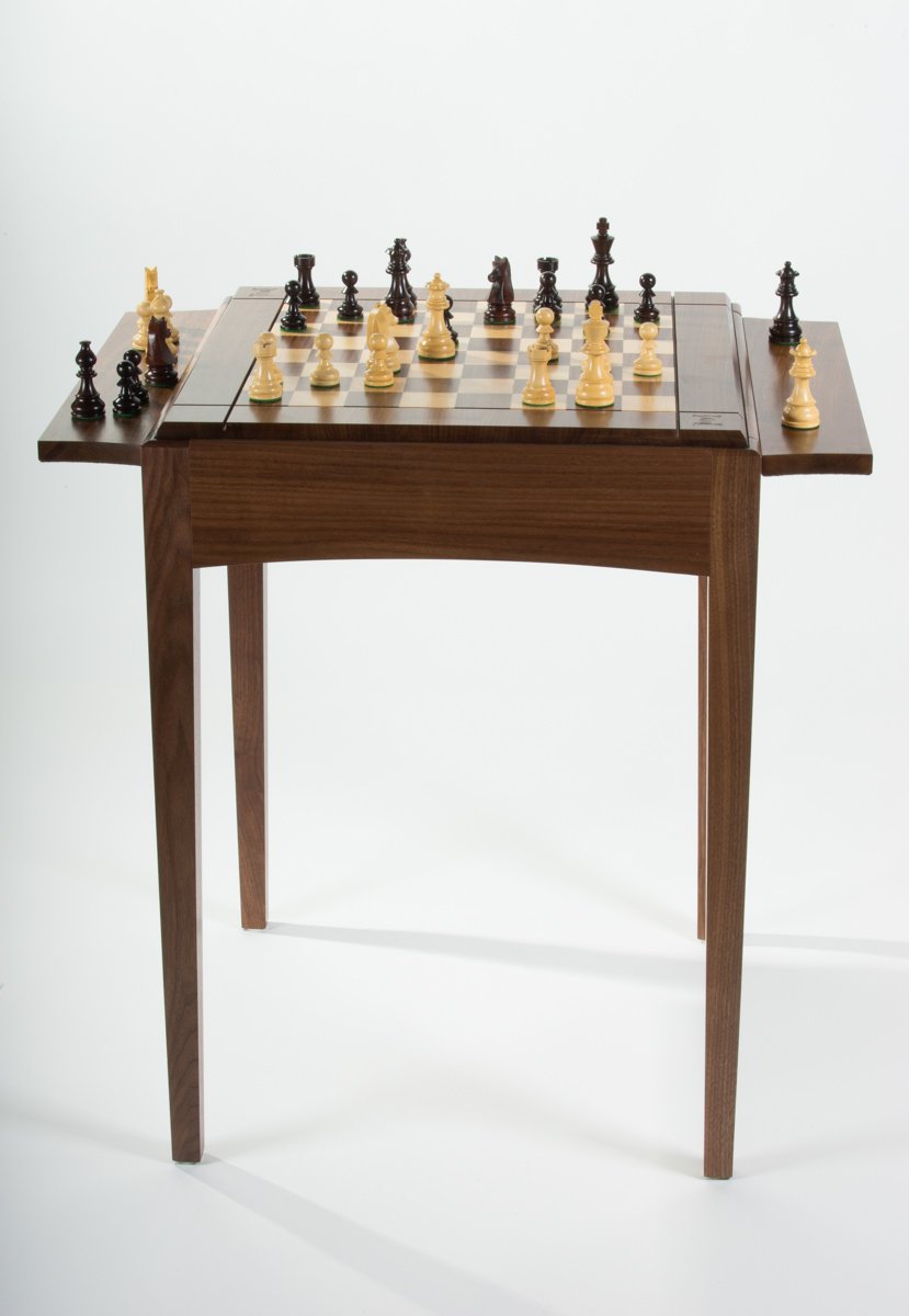 speech screen Expert USA Made Walnut Maple Chess Table: Space-Saving Elegance - Chess House