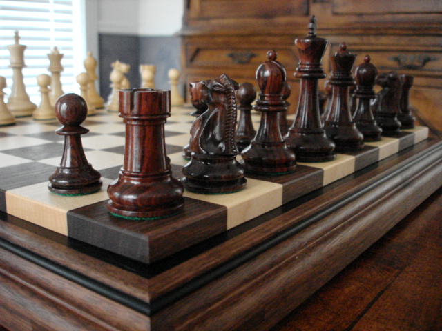 Summerville-New England Chessboards: Cape Elizabeth close up look of Rook, Bishop, Knight, and Pawn