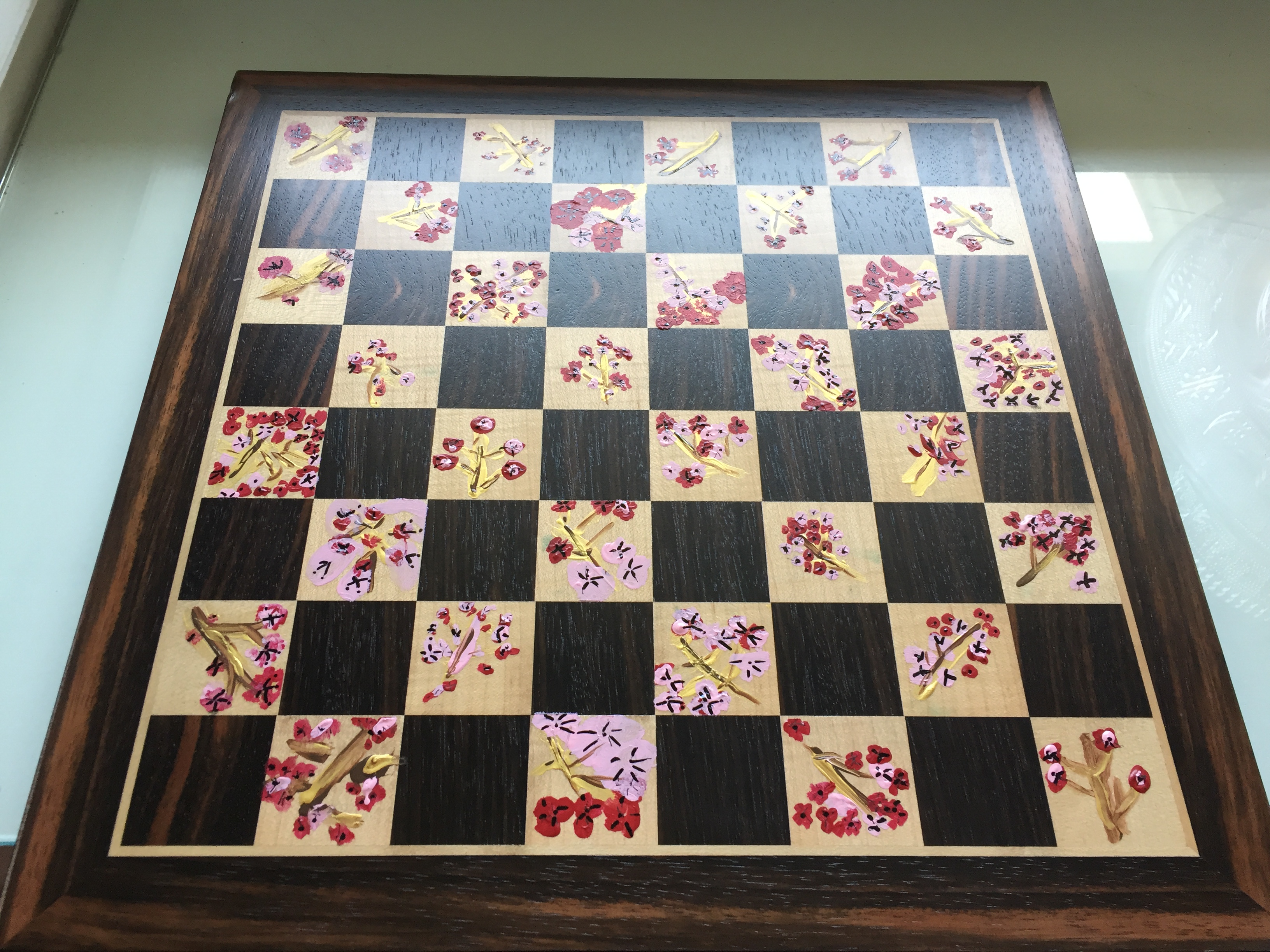 Kindergartners Paint Chess Sets like this flower one