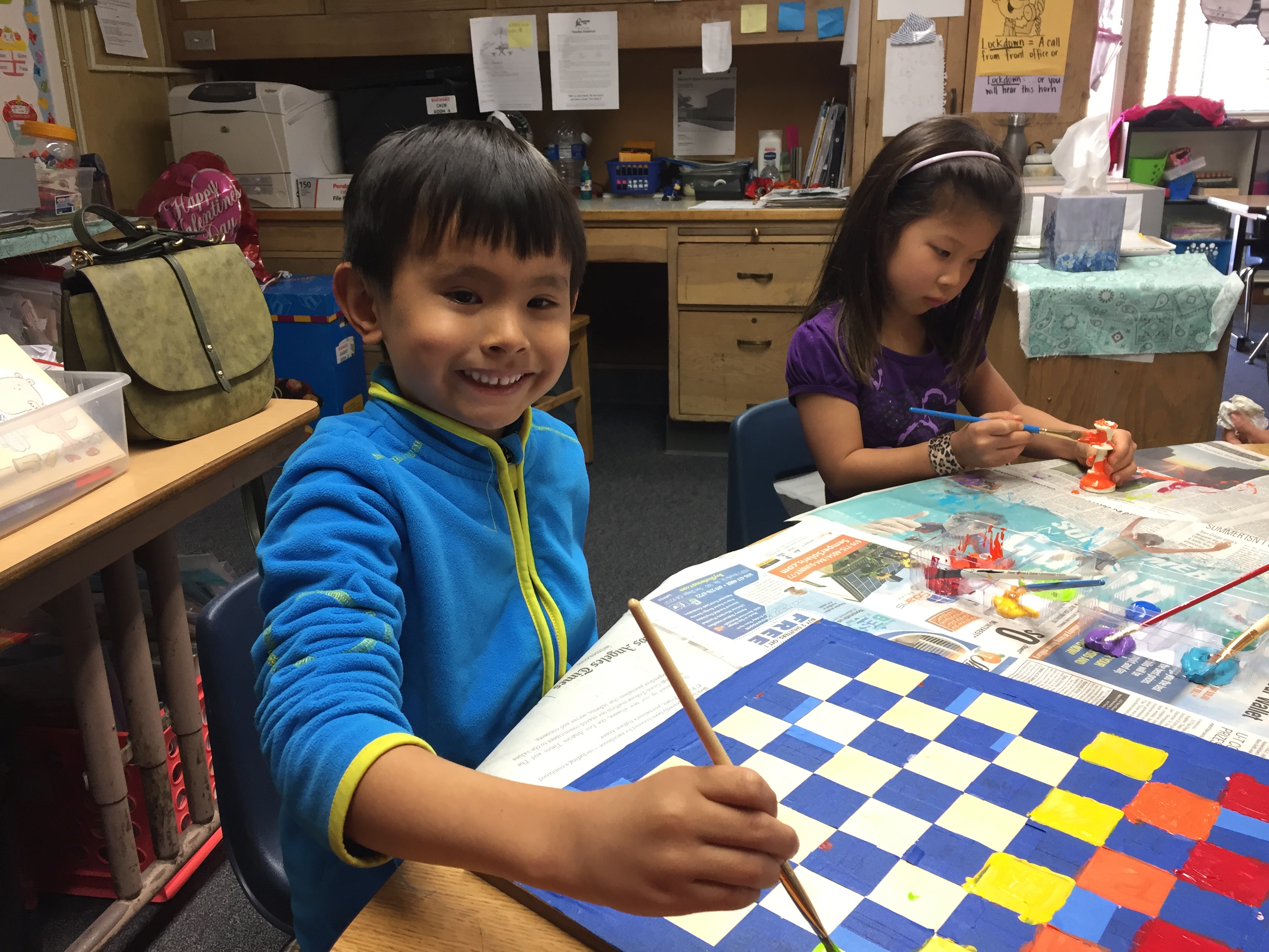Kindergartners Paint Chess Sets
