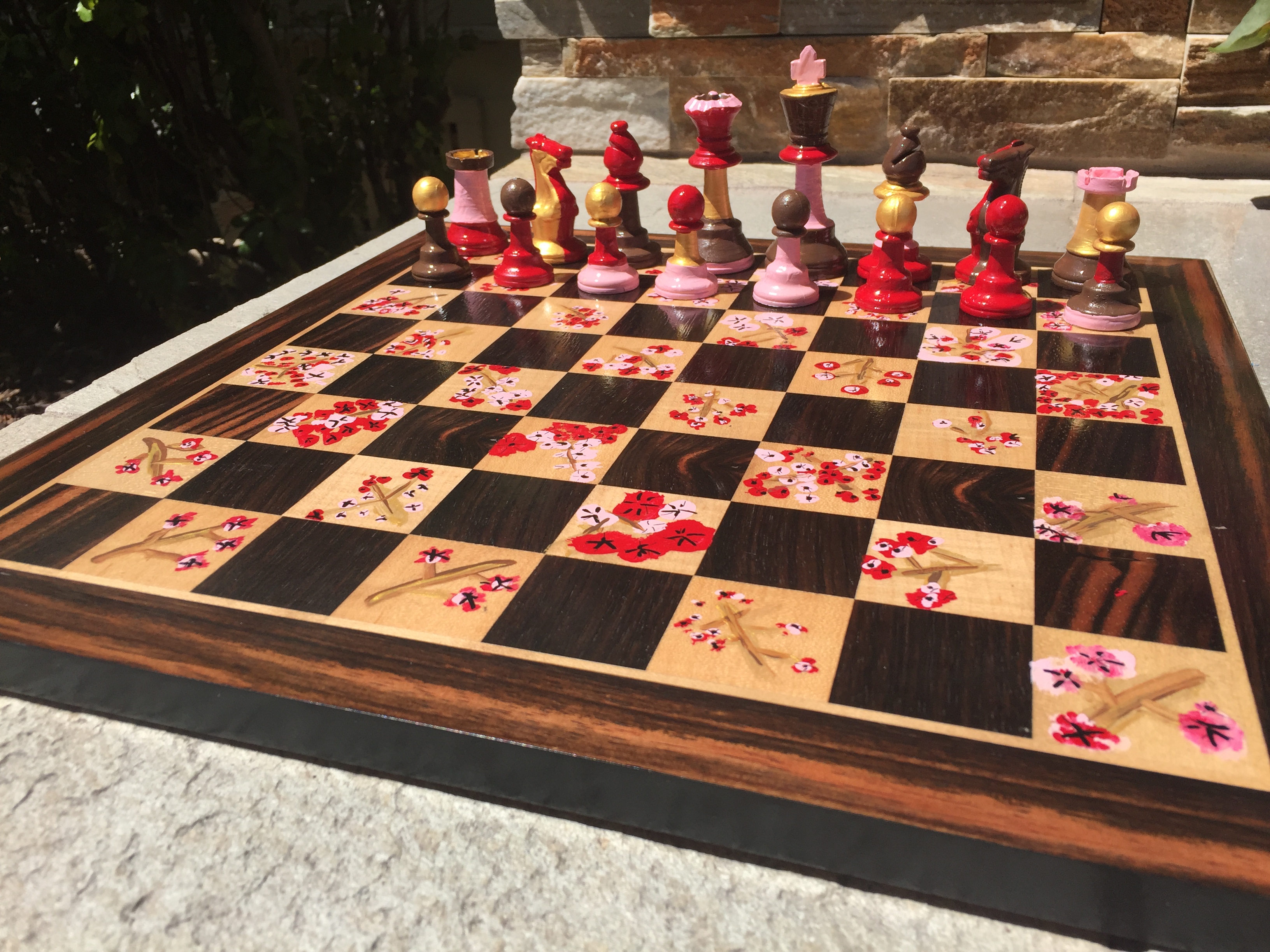 Kindergartners Paint Chess Sets like this flower one